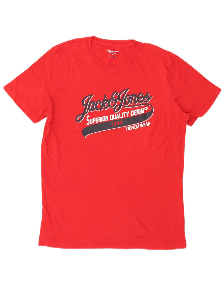 Tricou grafic Jack & Jones pentru bărbați Top din bumbac roșu mediu