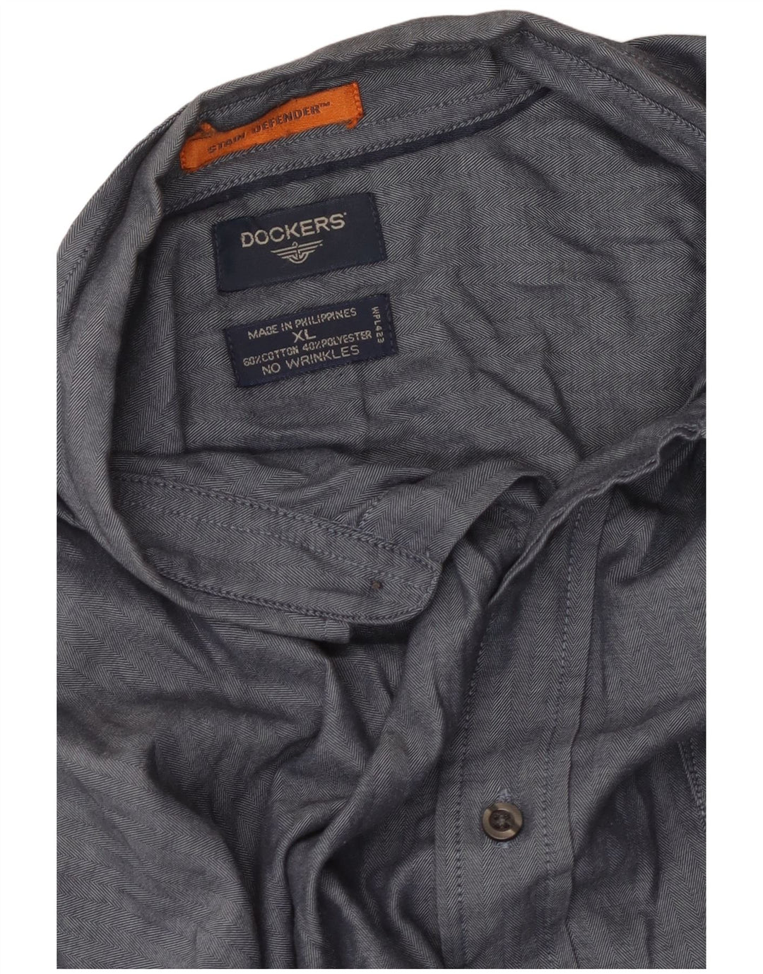 Cămașă Dockers pentru bărbați Stain Defender XL Blue Herringbone Bumbac