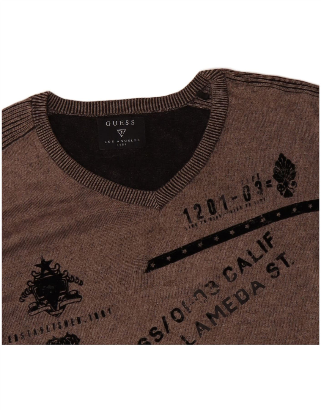 Pulover cu decolteu în V GUESS pentru bărbați, XL, gri