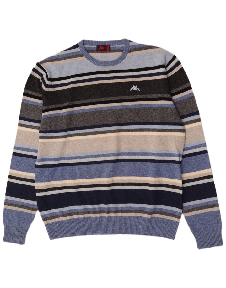 Pulover pentru bărbați Kappa cu gât crew, lână cu dungi mari, multicolore