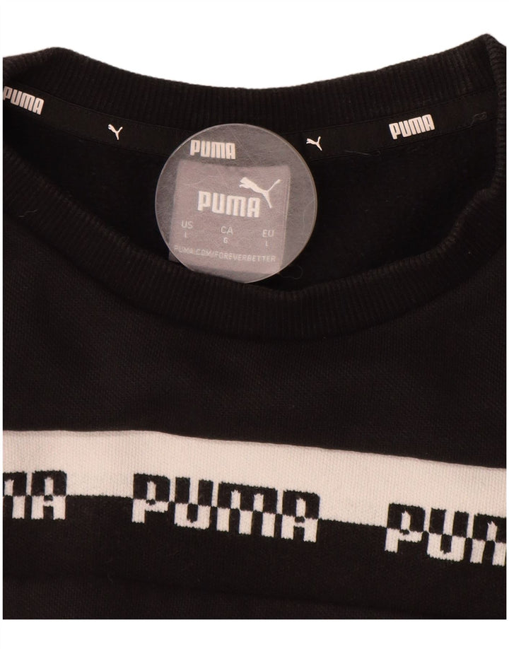 Hanorac grafic pentru bărbați PUMA Pulover mare din bumbac negru