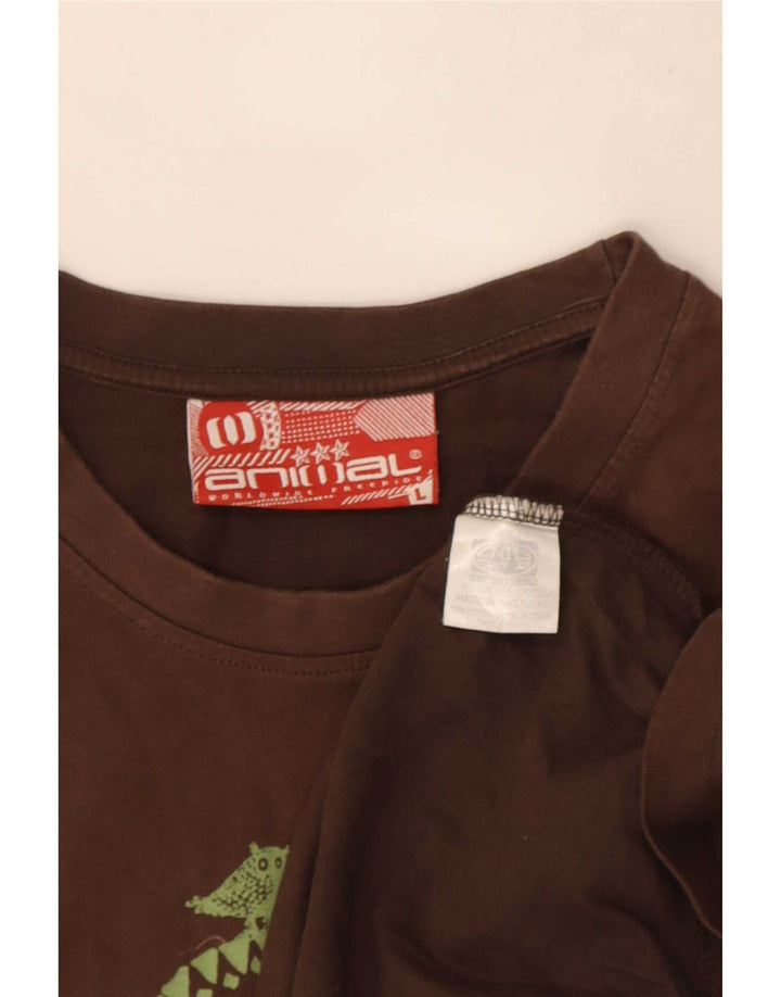 Tricou grafic pentru bărbați Animal Top mare, maro, bumbac
