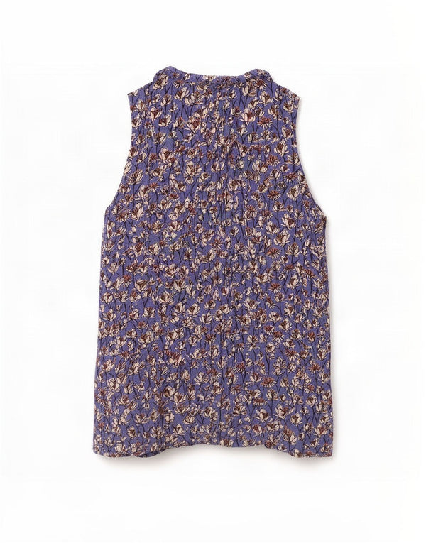 Bluză cămașă fără mâneci pentru femei White Stuff UK 8 Small Blue Floral Viscose