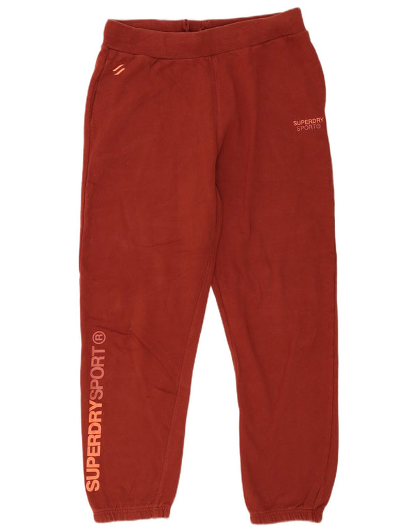 Superdry Pantaloni de trening grafic pentru femei Joggeri UK 12 Bumbac roșu mediu
