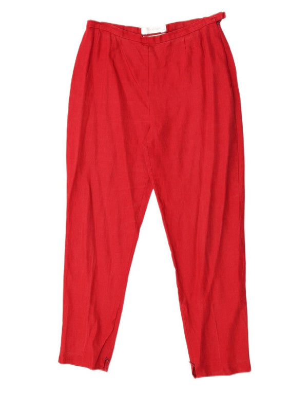 Max Mara Pantaloni casual conici pentru femei UK 12 Medium W28 L27 Red Linen