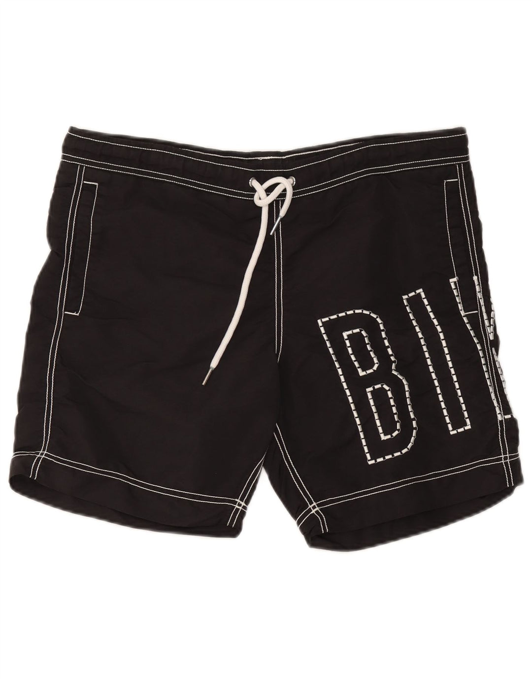 Pantaloni scurți de înot grafic pentru bărbați Bikkembergs, poliester mediu negru