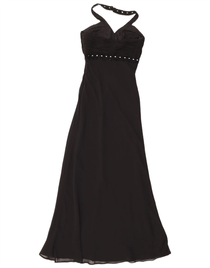 Rochie Vintage pentru femei Maxi Halter UK 8 Small Negru Poliester