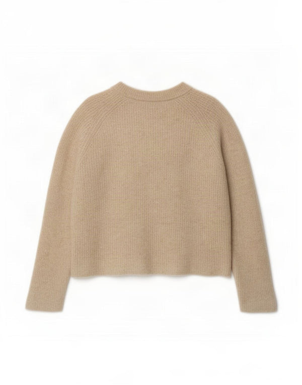 Pulover pentru femeie cu gât de barcă Zara UK 18 XL bej lână de alpaca