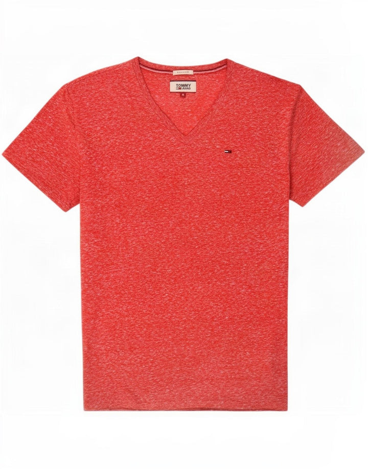 Tricou Tommy Hilfiger pentru bărbați, cu croiala normală, top mediu roz din poliester cu pete