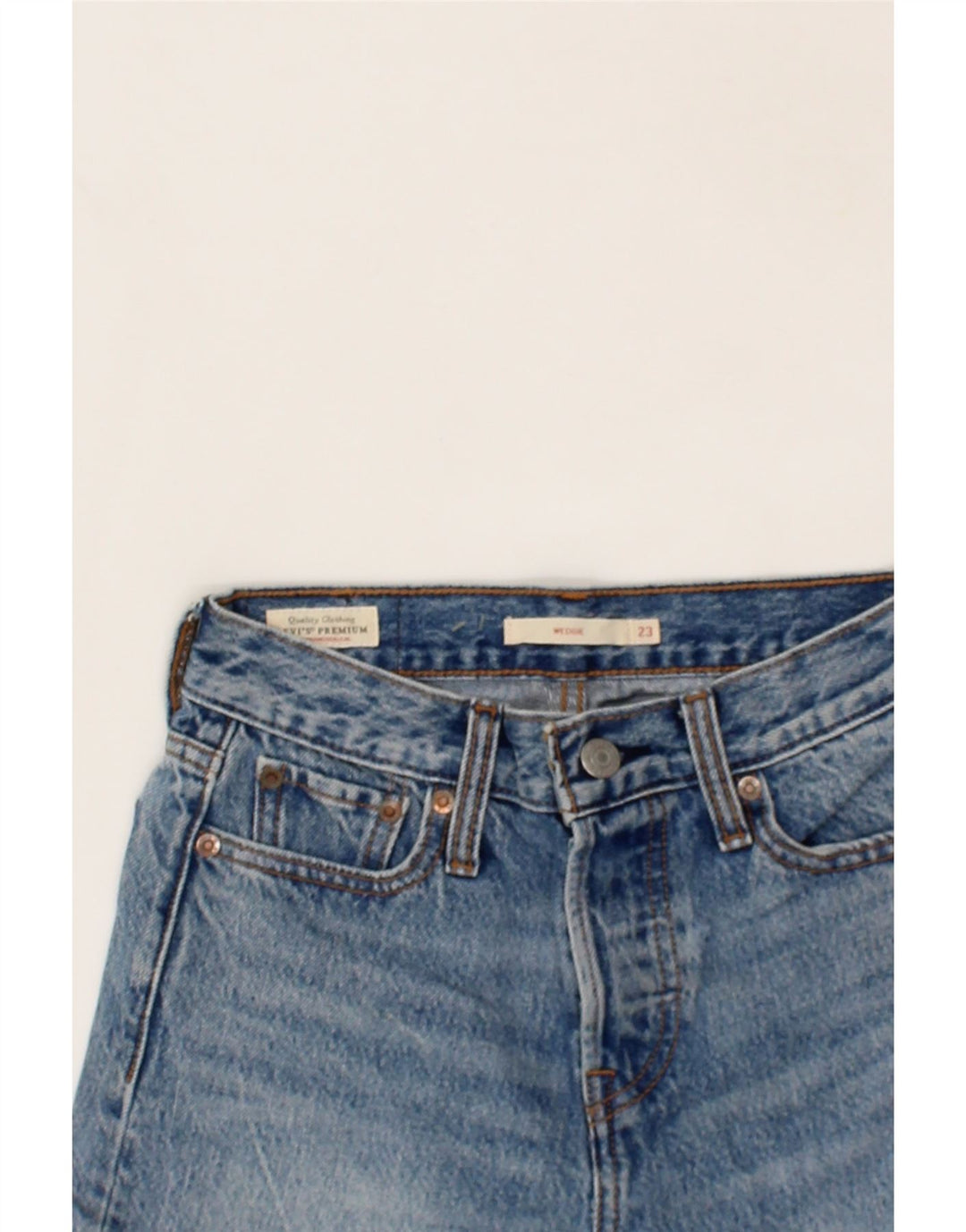 LEVI'S Boys Wedge Denim Shorts 7-8 Years W23 Blue Cotton Vintage Levi's and Second-Hand Levi's from Messina Hembry 