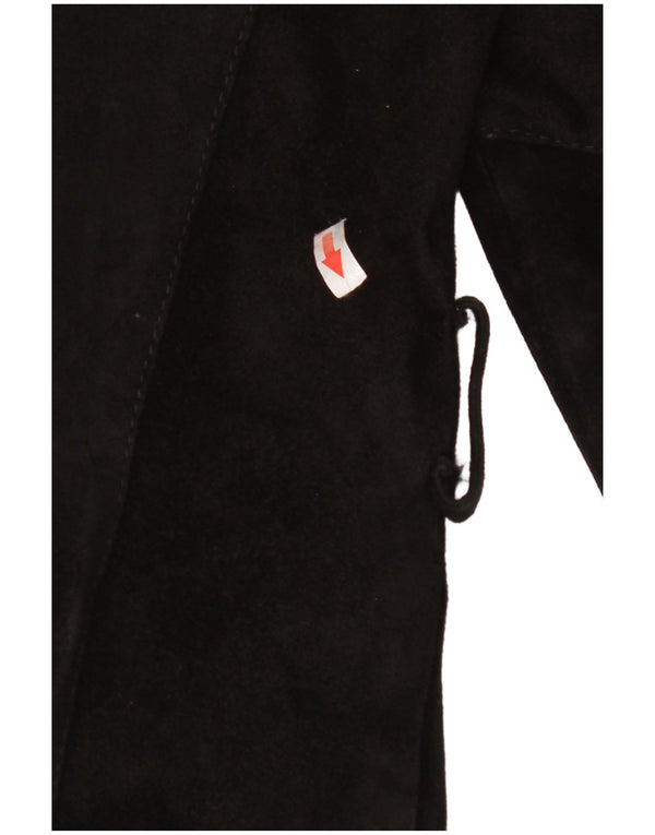 Jachetă vintage de piele intoarsa pentru femei IT 42 Medium Black Leather