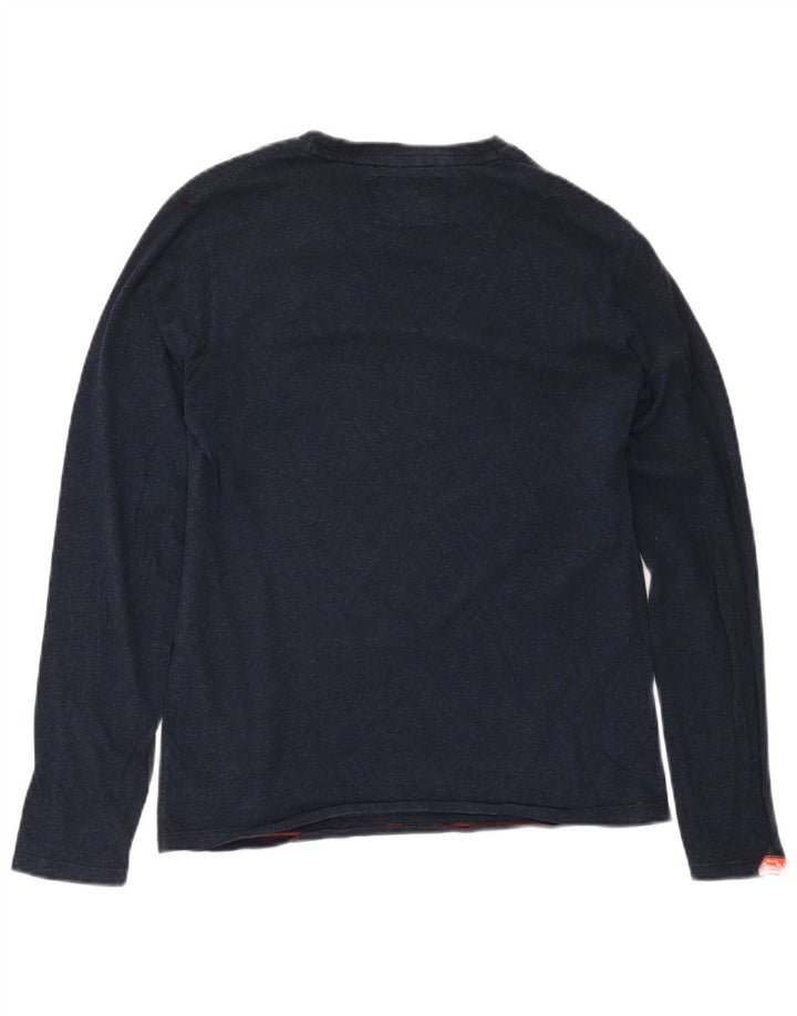 Top pentru bărbați Superdry cu mânecă lungă, mic, bleumarin, bumbac