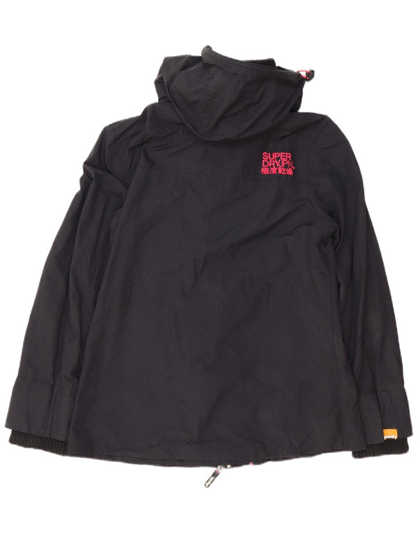 Jachetă de ploaie cu glugă The Windmac Superdry pentru femei UK 16, mare, negru, nailon