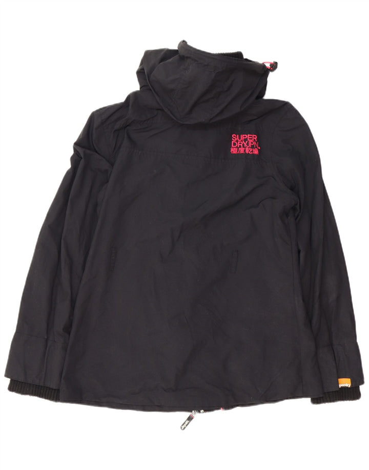 Jachetă de ploaie cu glugă The Windmac Superdry pentru femei UK 16, mare, negru, nailon