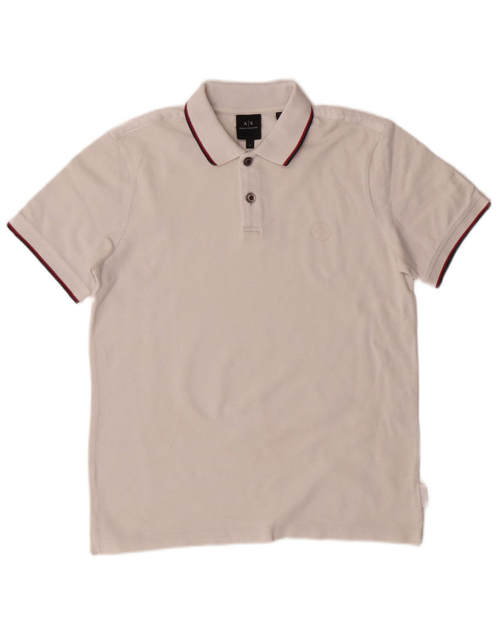 Tricou polo Armani Exchange pentru bărbați, bumbac alb mic