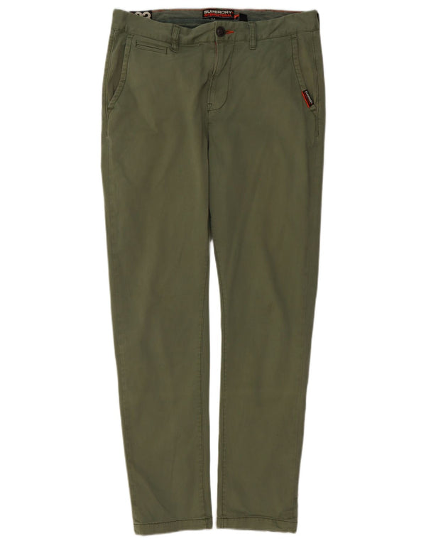 Pantaloni chino Superdry Slim Fit pentru bărbați L33 L32 bumbac verde