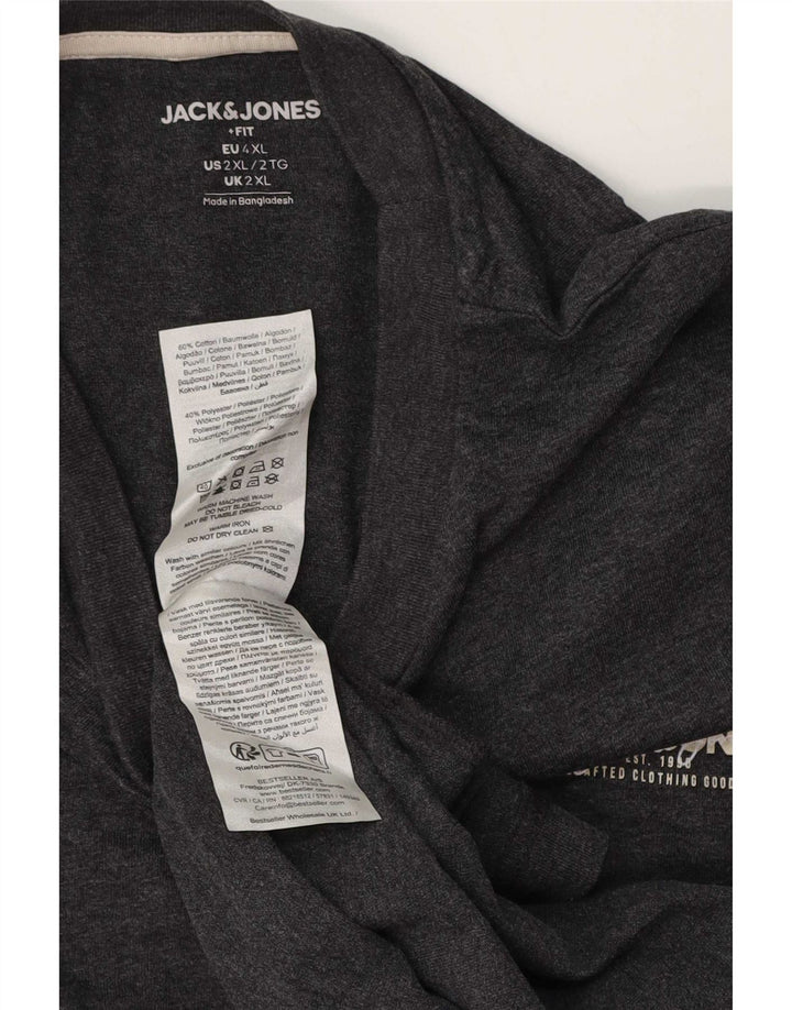 Jack & Jones Top pentru bărbați cu mânecă lungă 2XL bumbac gri