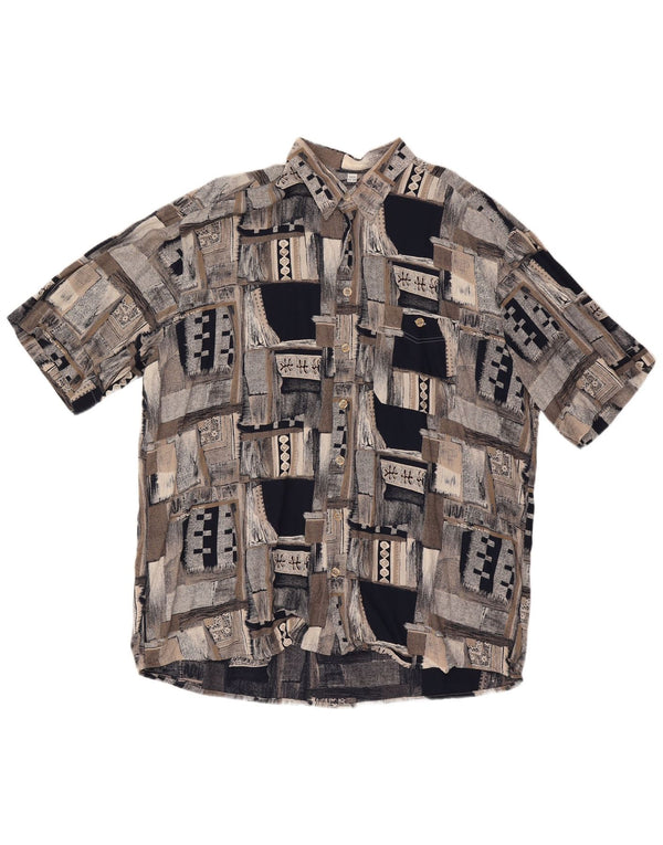 Cămașă cu mânecă scurtă pentru bărbați VINTAGE Mărimea 46 2XL Gri Patchwork