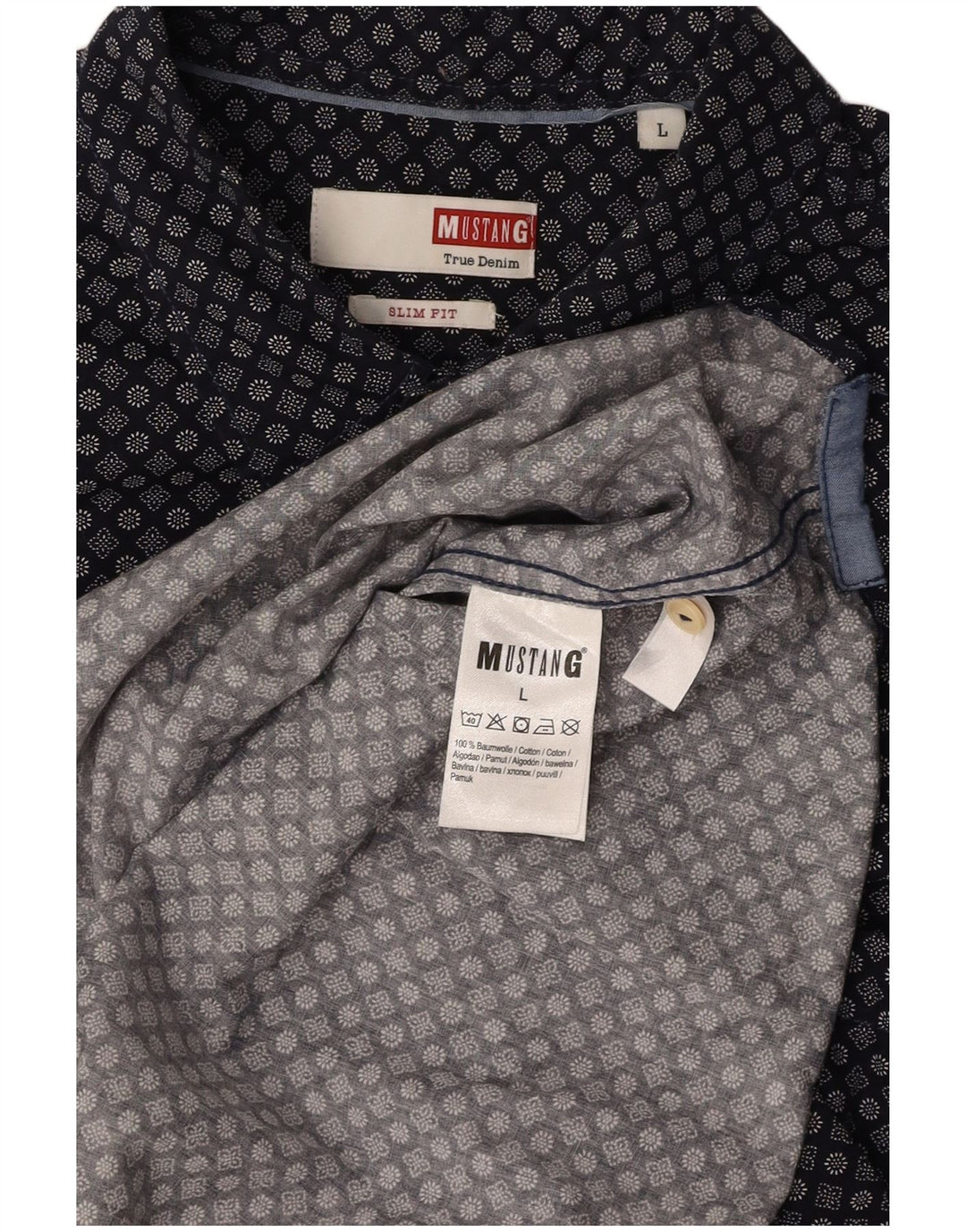 Cămașă cu mânecă scurtă pentru bărbați MUSTANG, slim fit, din bumbac floral, albastru bleumarin