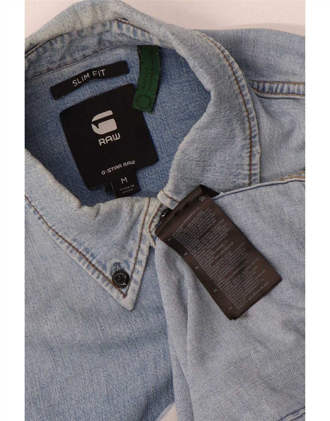 Cămașă G-Star pentru bărbați, slim fit, din denim, bumbac albastru mediu