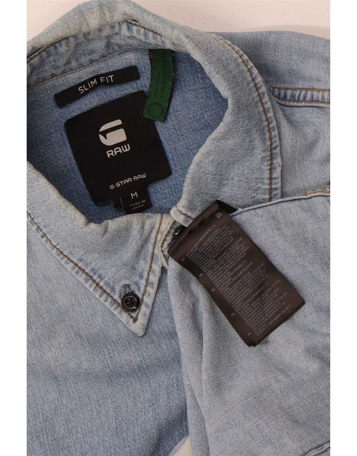 Cămașă G-Star pentru bărbați, slim fit, din denim, bumbac albastru mediu