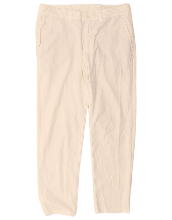 Pantaloni chino drepți pentru bărbați Zara EU 42 Large W32 L28 Poliester alb