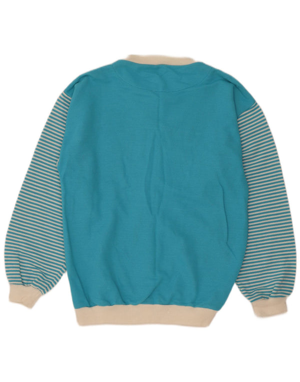 Pulover cardigan supradimensionat cu grafic pentru femei vintage UK 10, cu dungi mici, albastre