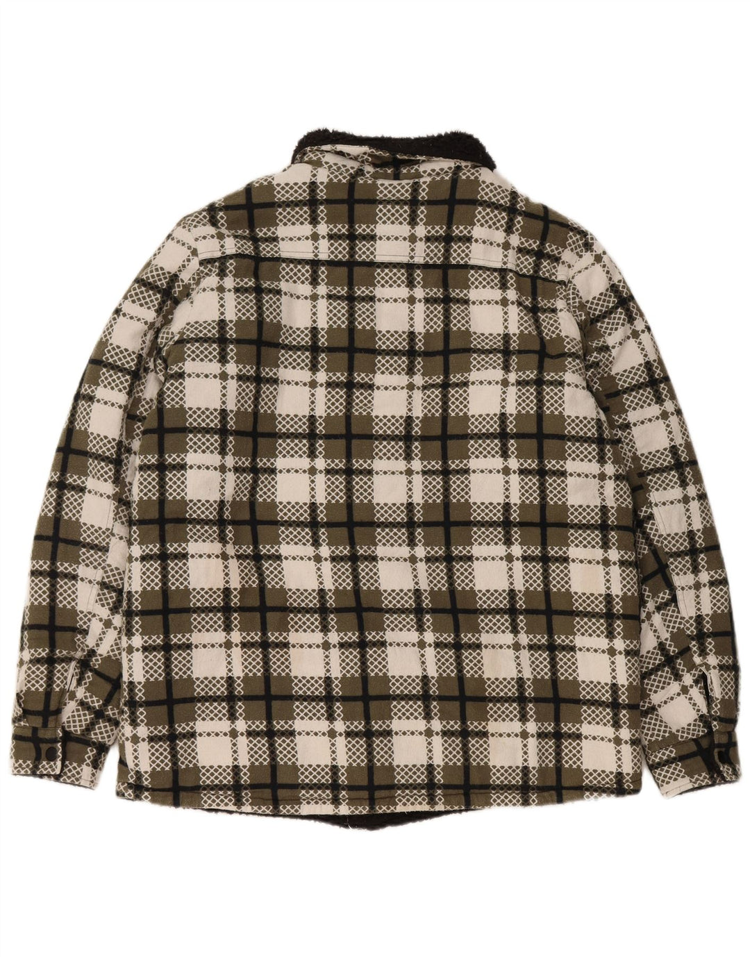 Jachetă Sherpa pentru femei VINTAGE UK 16, mare, verde, check