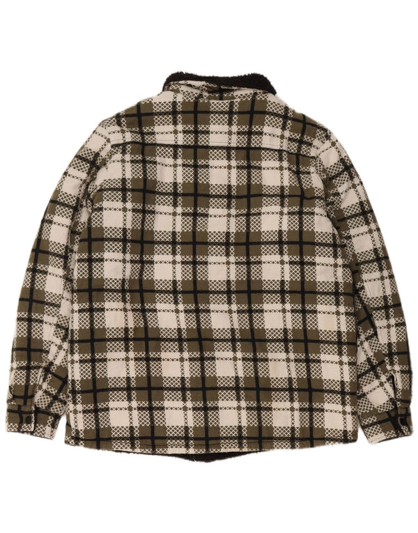 Jachetă Sherpa pentru femei VINTAGE UK 16, mare, verde, check