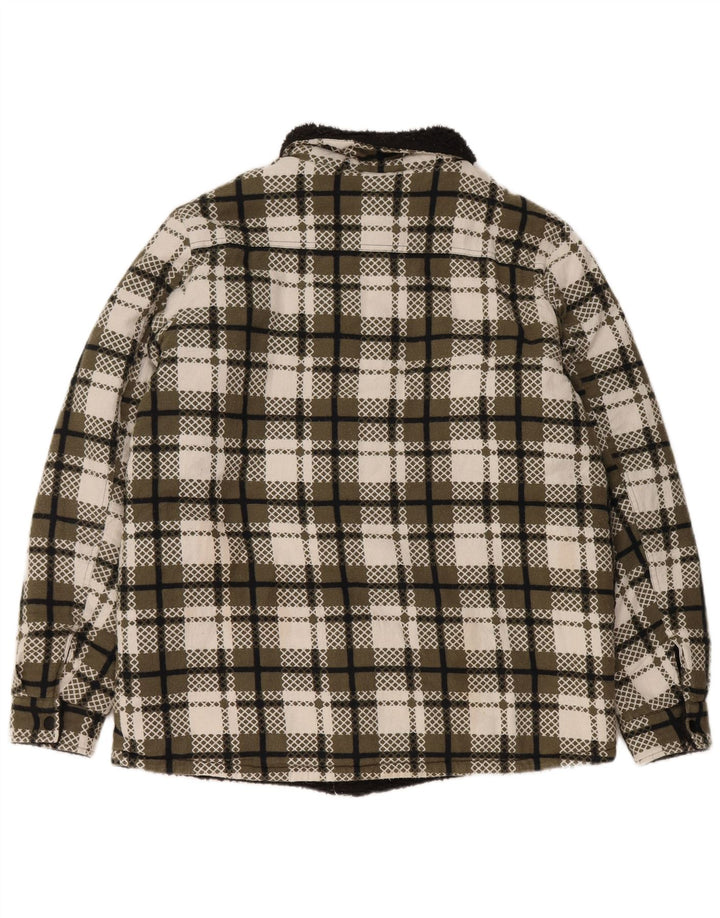 Jachetă Sherpa pentru femei VINTAGE UK 16, mare, verde, check