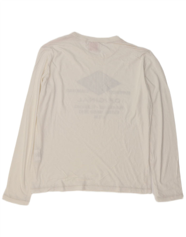 REPLAY Top grafic pentru bărbați cu mânecă lungă, mare, alb, bumbac