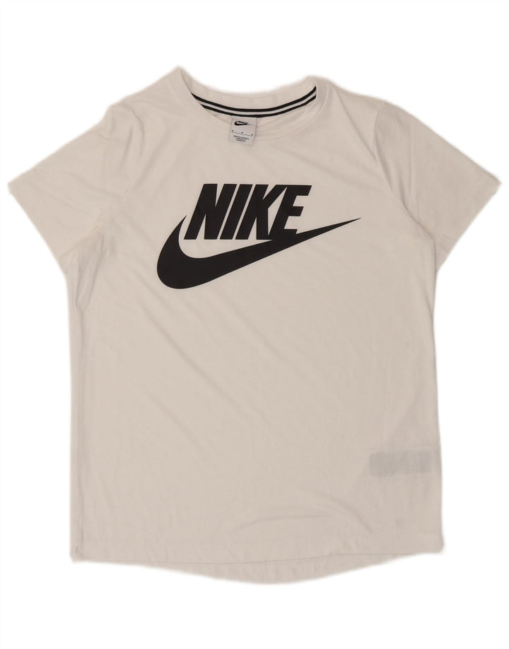 Tricou grafic Nike pentru femei Top UK 14 Poliester alb mediu