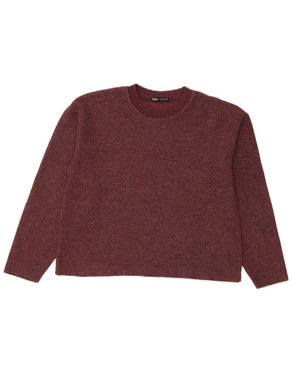 Pulover de damă Zara Crop Crew Deck Pulover UK 10 Mic Bordeaux