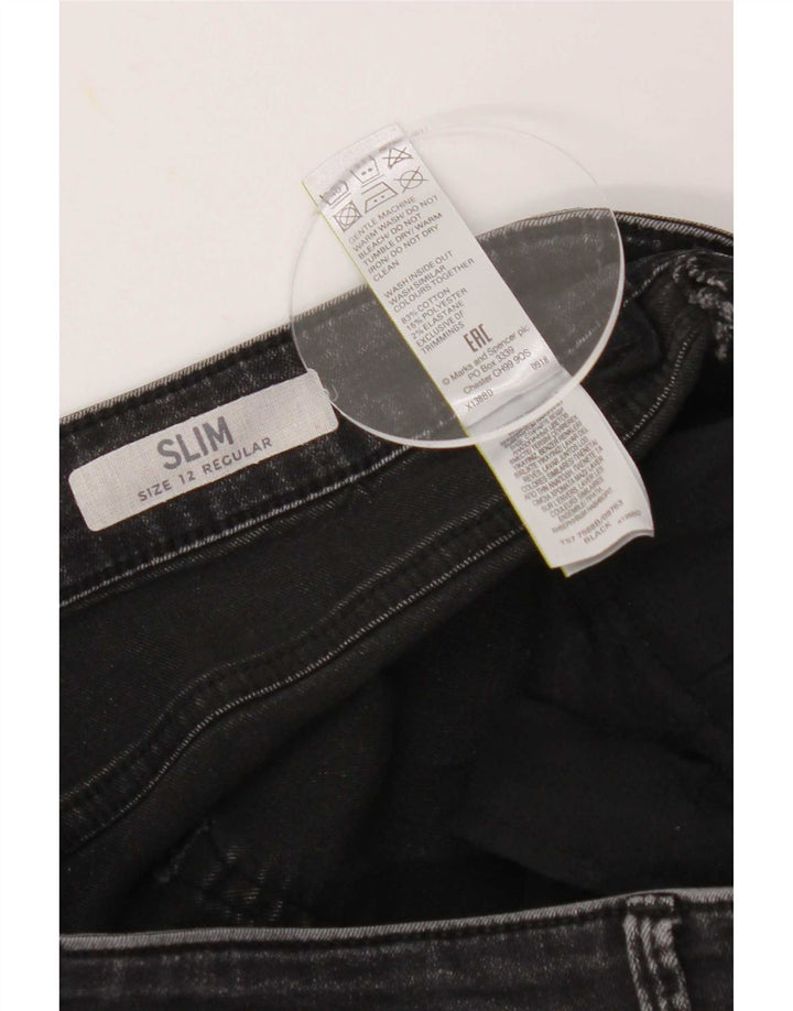 Blugi subțiri pentru femei Marks & Spencer UK 12 Medium W30 L28 Bumbac negru