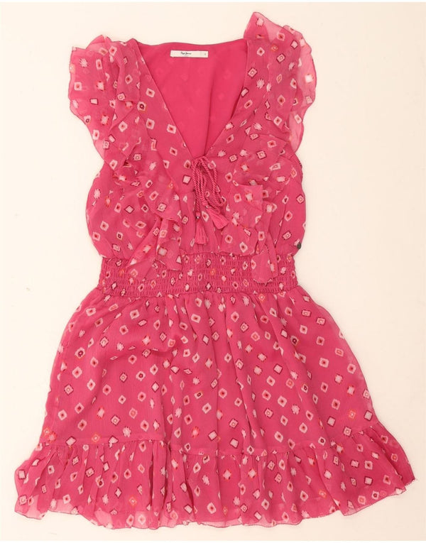 Rochie Empire pentru femei PEPE Jeans UK 10 Small Pink Geometric Poliester