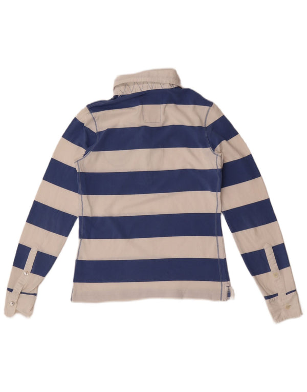 Tricou polo Think Pink Rugby pentru femei UK 10, cu dungi mici, albastre