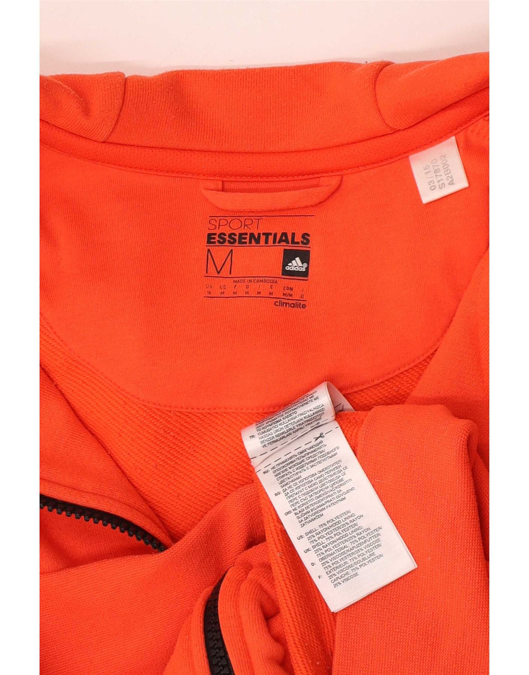 Pulover Adidas pentru bărbați, cu fermoar, poliester portocaliu mediu