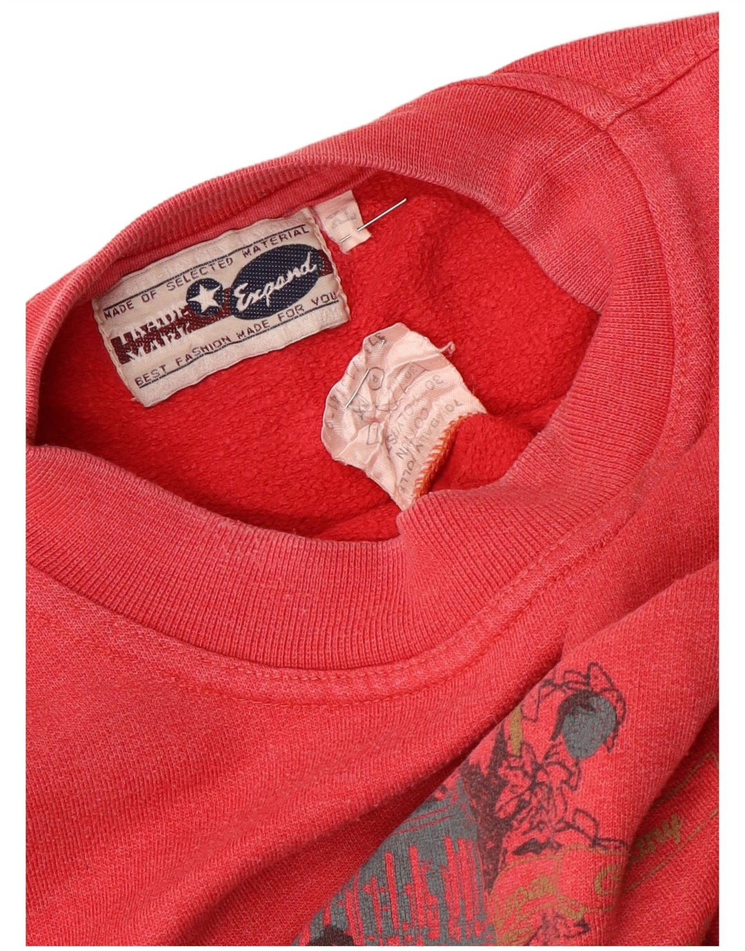 VINTAGE Pulover cu grafic supradimensionat pentru femei UK 18 XL Bumbac roșu