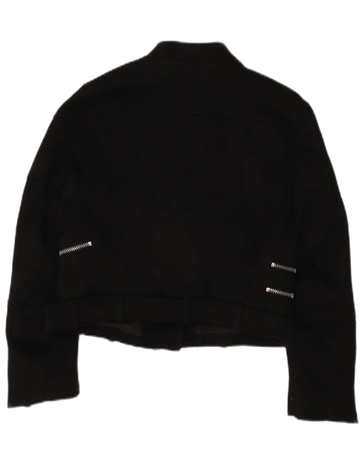Jachetă Biker Trafaluc Crop pentru femei Zara UK 12 Poliester mediu negru
