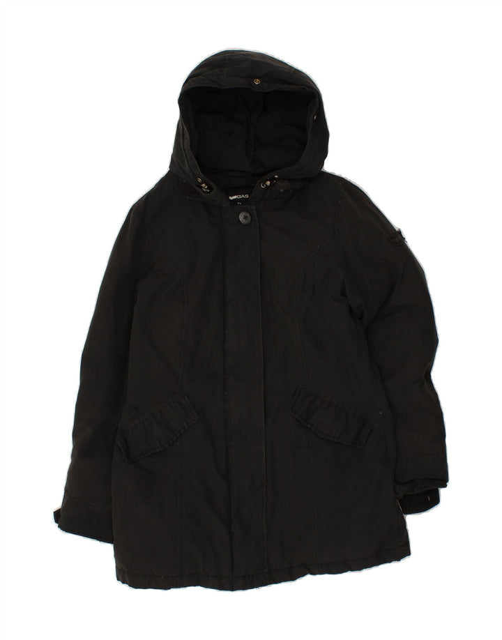 GAS Womens Hooded Padded Jacket IT 40 Small Black Vintage Gas and Second-Hand Gas from Messina Hembry 