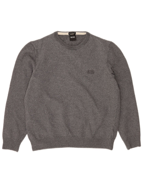 Pulover pentru femei Hugo Boss cu decolteu triplu UK 18 XL, gri, lână virgină