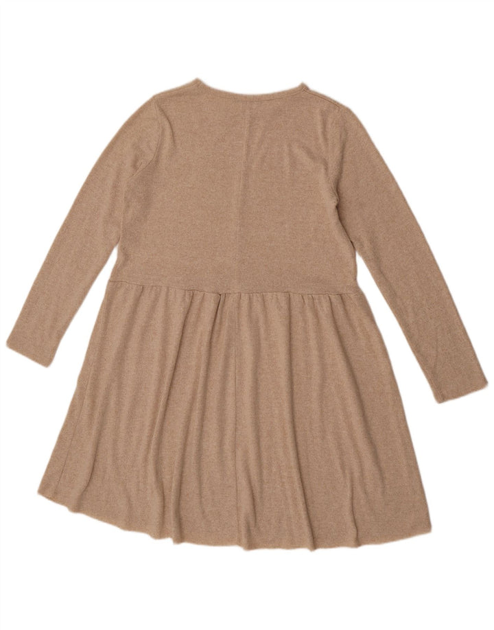 Rochie în formă de A cu mânecă lungă pentru femei Zara UK 12 Medium Bej Poliester cu pături