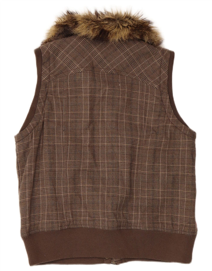 Fat Face Gilet pentru femei UK 12 Medium Brown Houndstooth Poliester