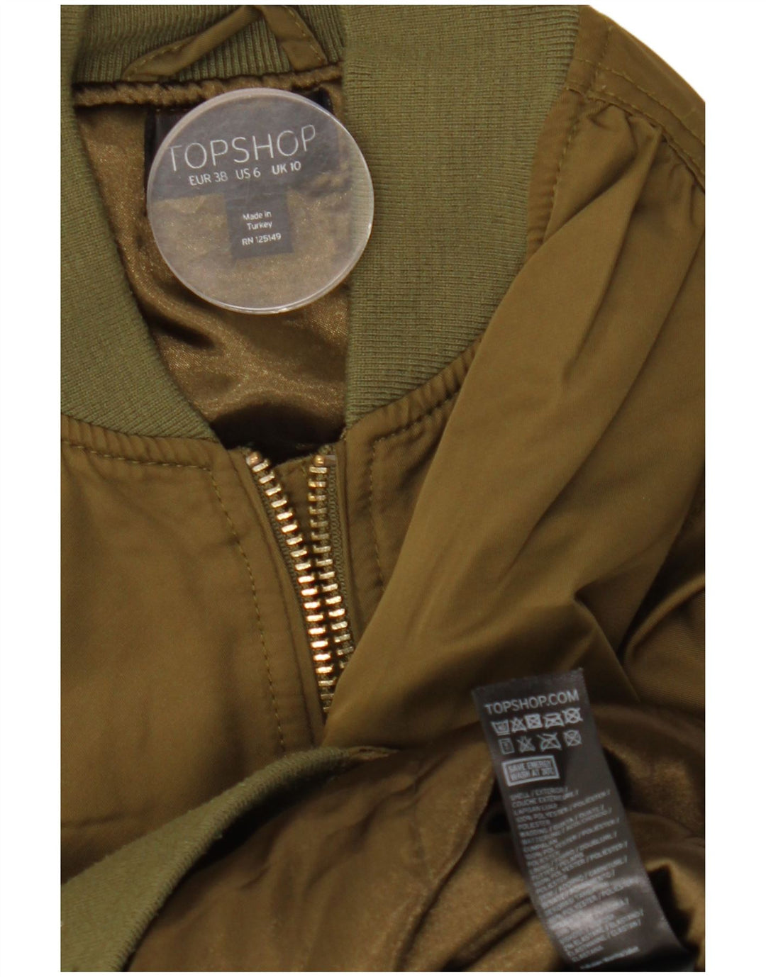 TOPSHOP Jachetă bomber supradimensionată pentru femei UK 10 Small Kaki Poliester