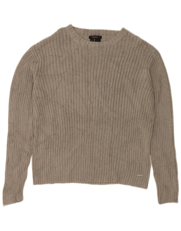 Pulover DKNY pentru damă, cu gât de barcă, din bumbac mare, gri, UK 16