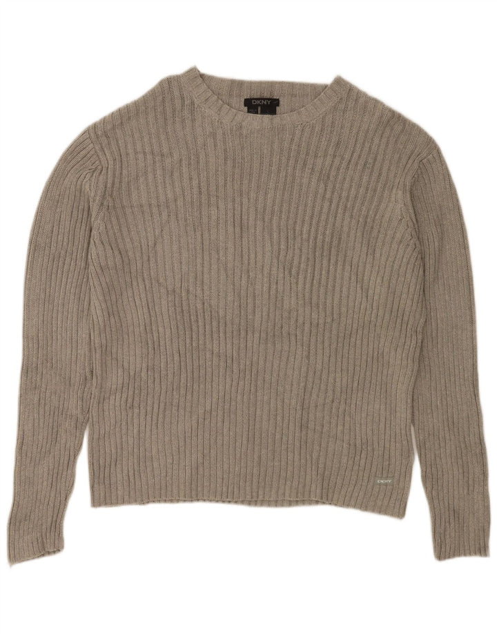 Pulover DKNY pentru damă, cu gât de barcă, din bumbac mare, gri, UK 16