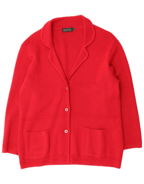 Pulover cardigan Blarney Woolen Mills pentru femei UK 16 Lână roșie mare