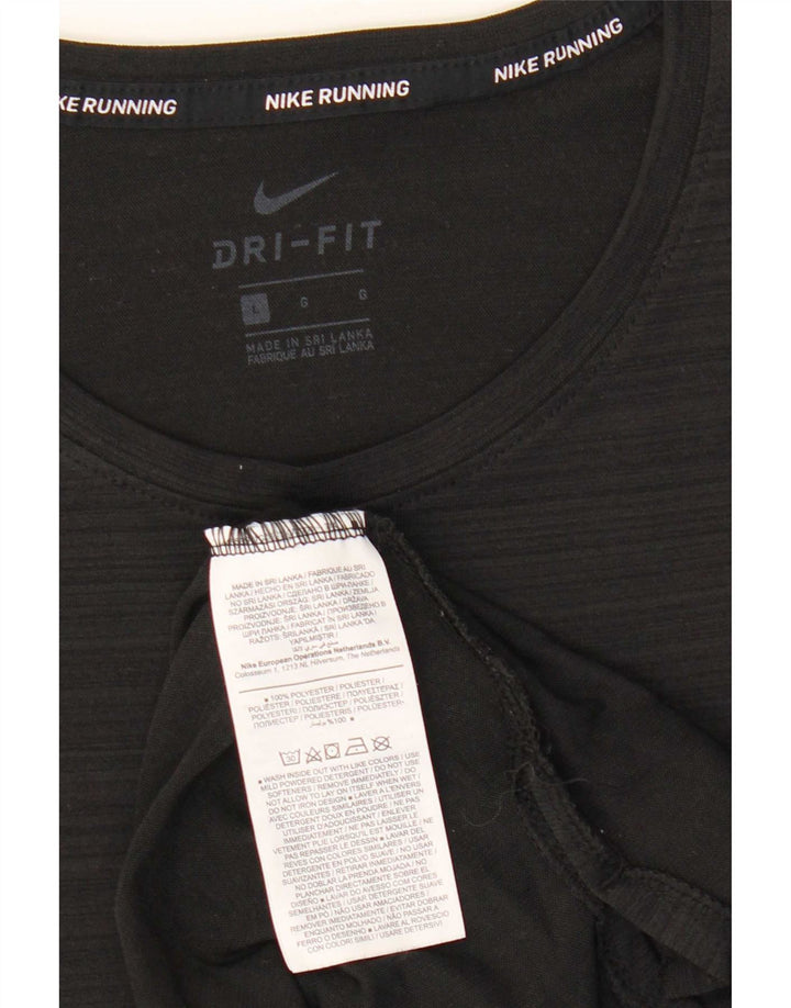 Tricou pentru bărbați Nike Dri Fit Top mare, negru, poliester cu dungi