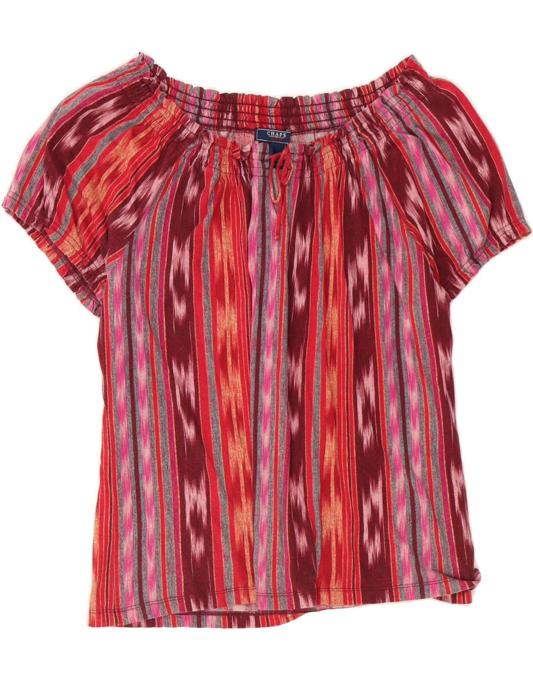 CHAPS Womens Off Shoulder Top UK 18 XL Multicoloured Striped Cotton Vintage Chaps and Second-Hand Chaps from Messina Hembry 