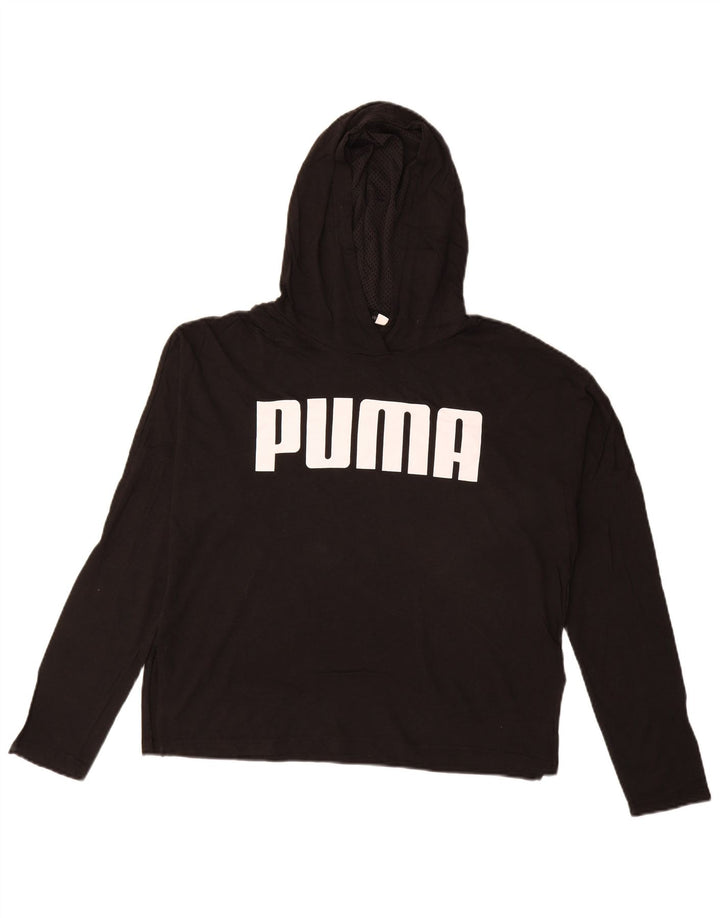 Tricou PUMA pentru femei, supradimensionat, cu glugă, cu mânecă lungă, UK 10, negru